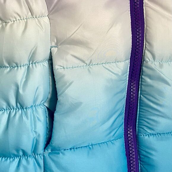 Snozu Puffer Jacket Fleece Lined Ombré Purple Turquoise White Toddler Girl's 2T - Picture 3 of 13